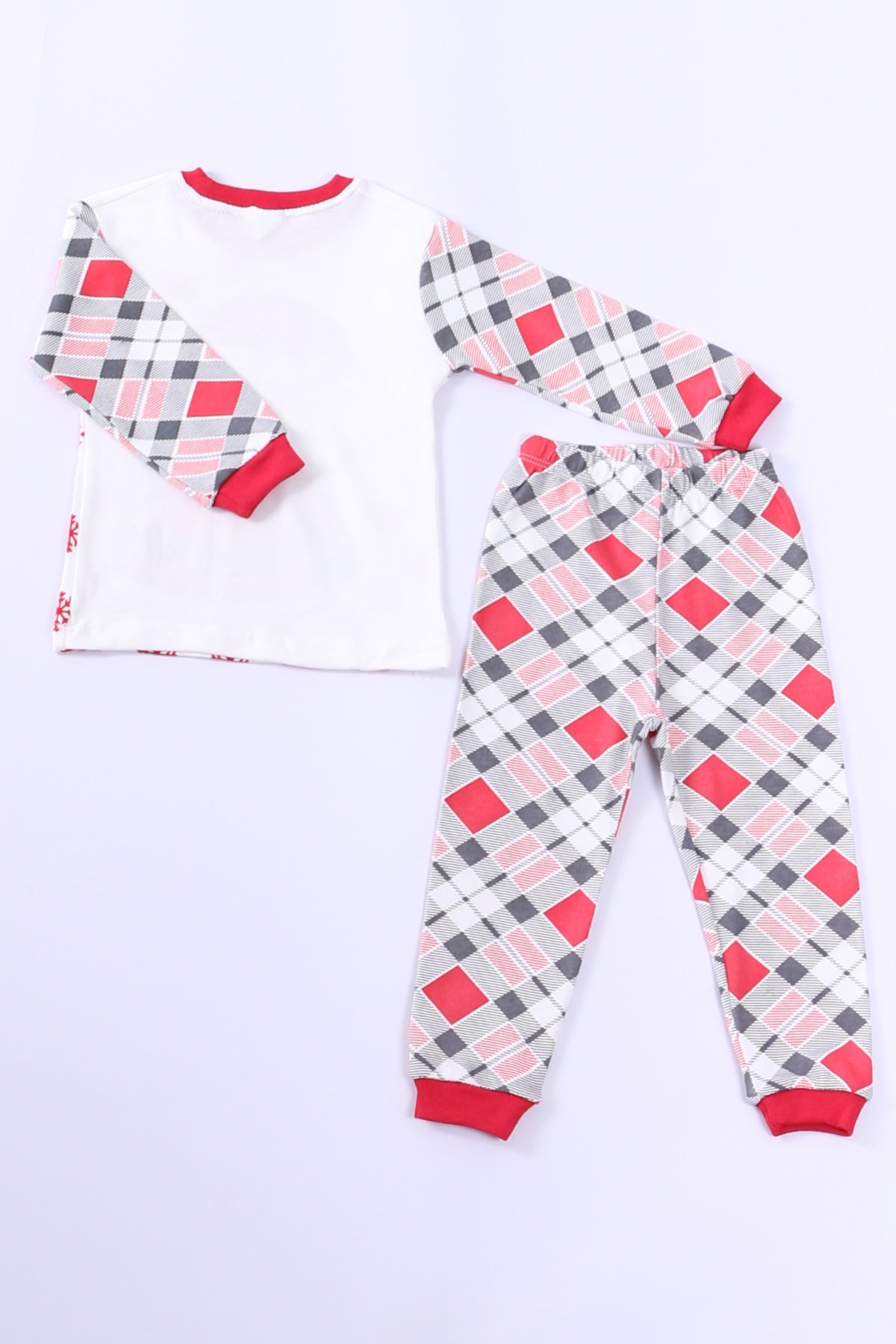 ÇOCUK YILBAŞI PİJAMA TAKIMI NOEL BABA BASKILI RİBANALI D8