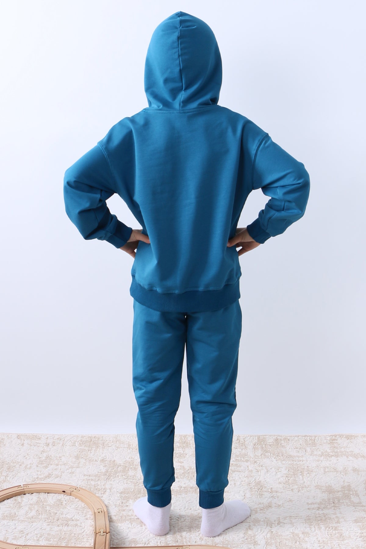 ERKEK ÇOCUK KAPŞONLU EŞOFMAN TAKIMI KURT BASKILI F10