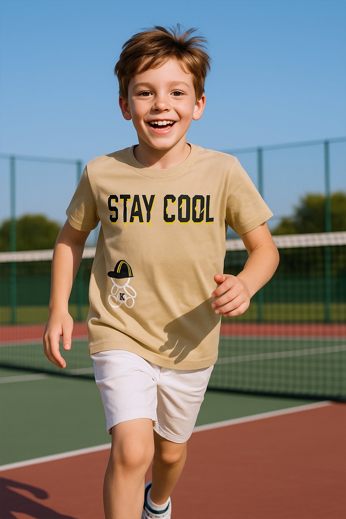 ERKEK ÇOCUK TİŞÖRT STAY COOL BASKILI BİSİKLET YAKA F18