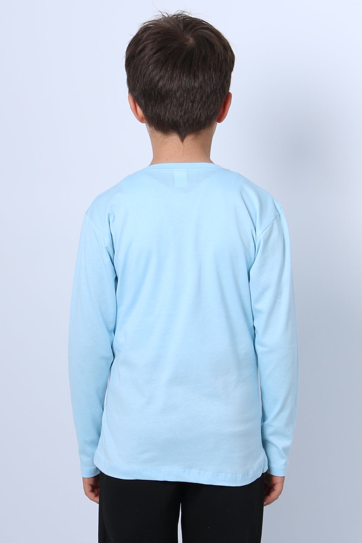 ERKEK ÇOCUK UZUN KOLLU TSHİRT NEVER GİVE UP BASKILI BİSİKLET YAKA D10