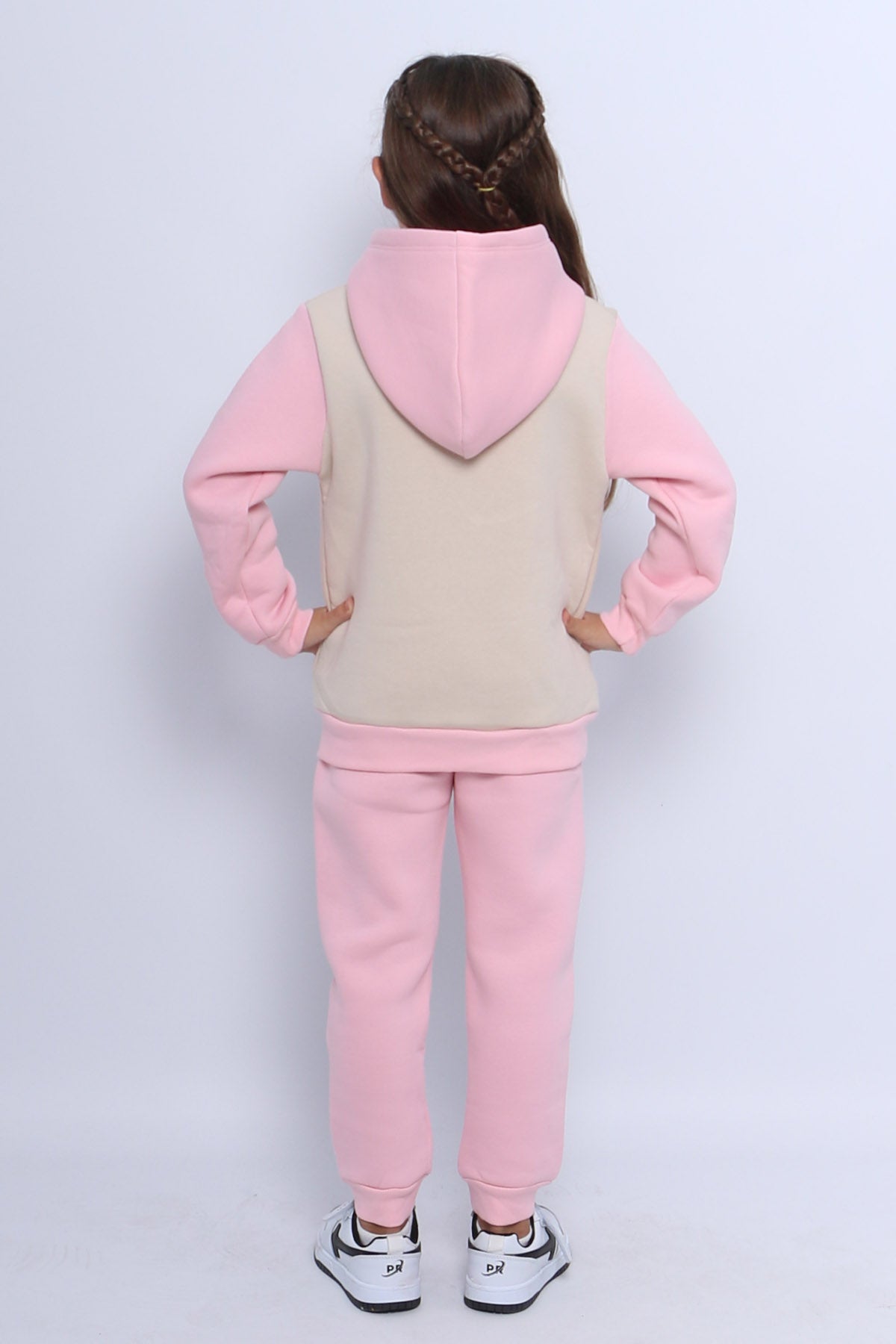 KIZ ÇOCUK 3 İPLİK EŞOFMAN TAKIMI KARAKTER NAKIŞLI KAPÜŞONLU CEPLİ E5