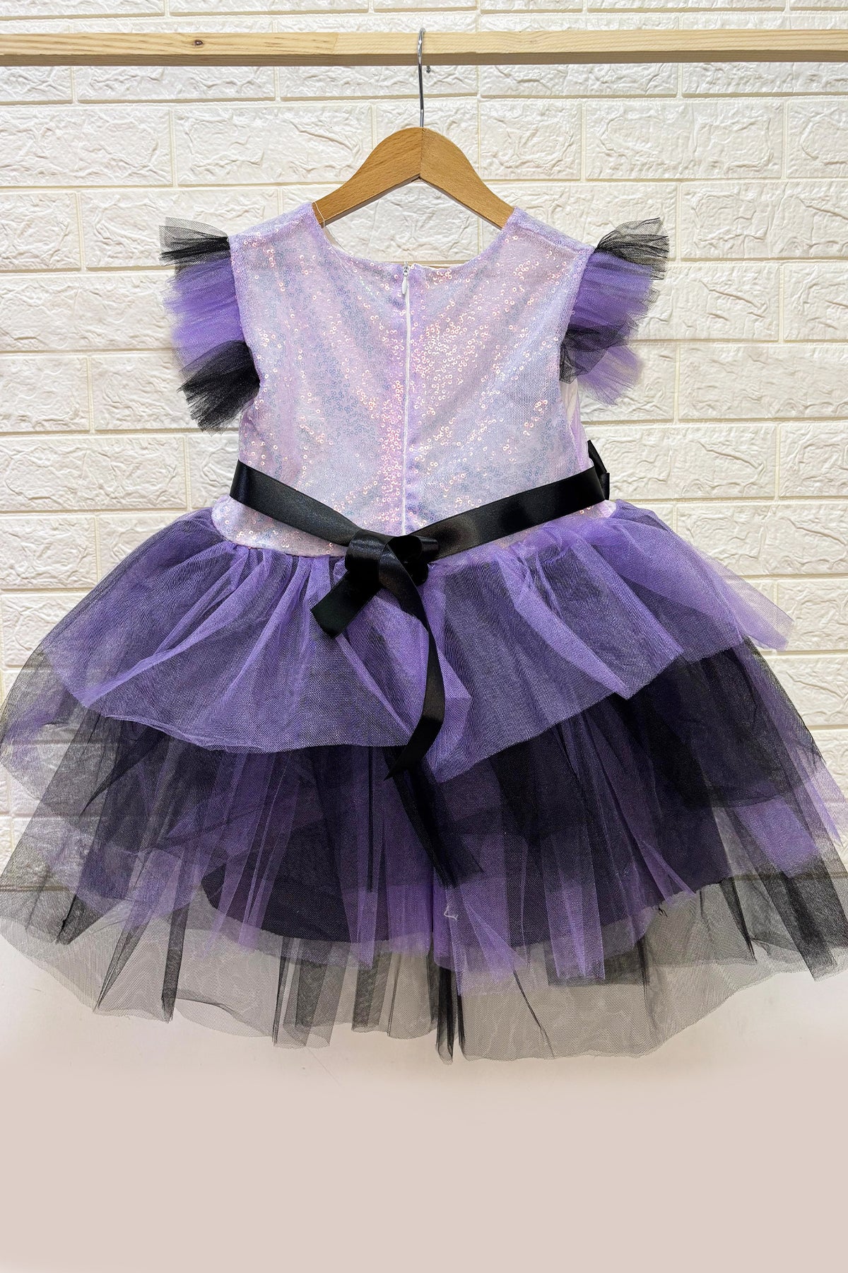 KIZ ÇOCUK ABİYE KARAKTER BASKILI FİYONKLU TÜLLÜ FIRFIRLI D19