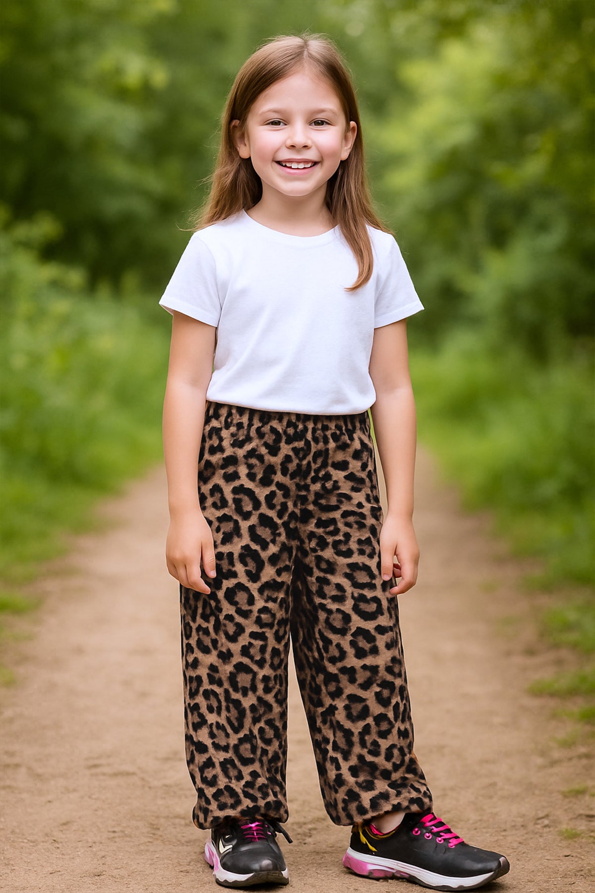 KIZ ÇOCUK ALT LEOPAR GENİŞ PAÇA DESENLİ C5