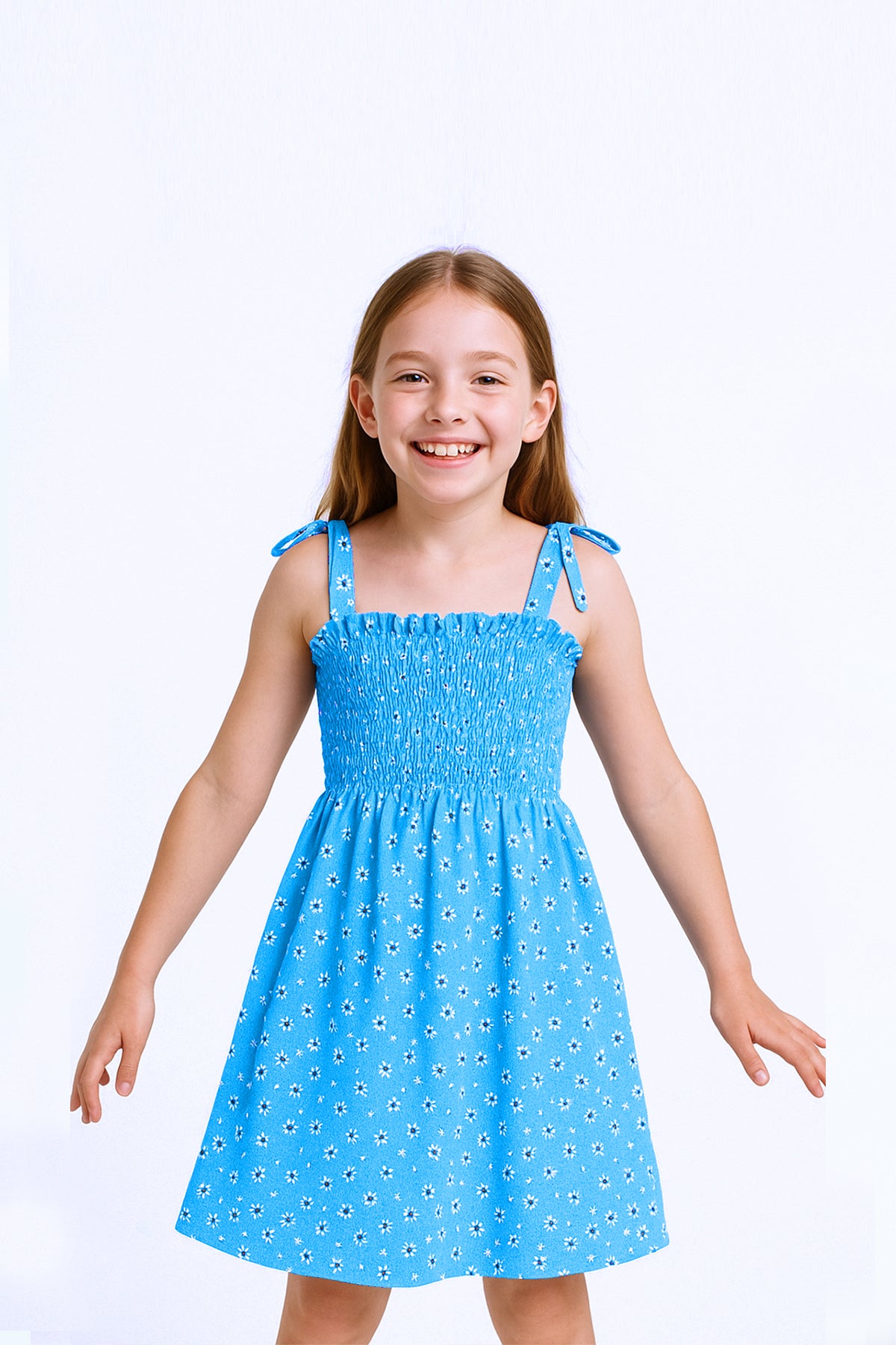 KIZ ÇOCUK ASKILI ELBİSE ÇİÇEK DESENLİ B35 HCM00119