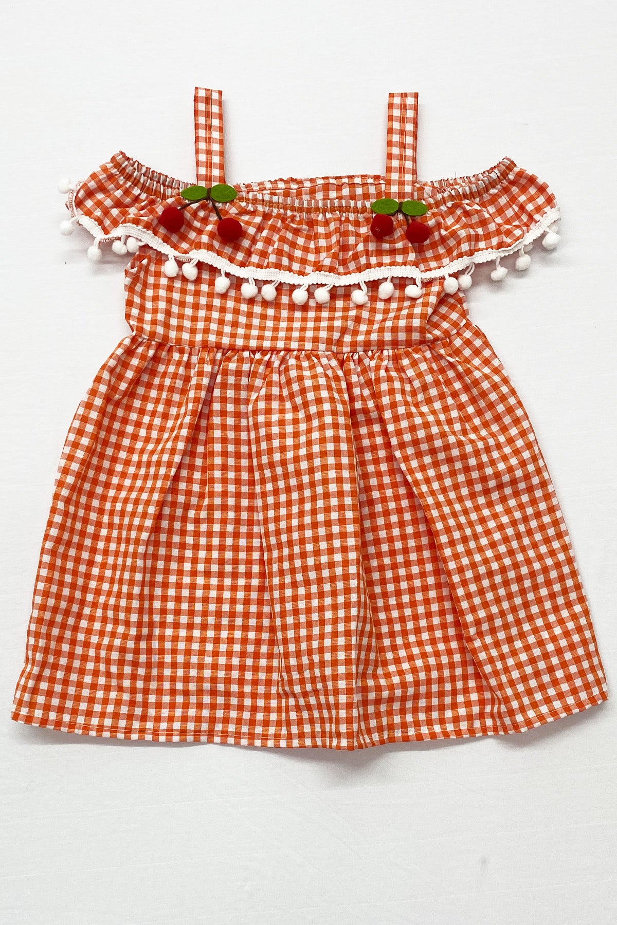 KIZ ÇOCUK ASKILI ELBİSE DANTELLİ EKOSE DESENLİ B14