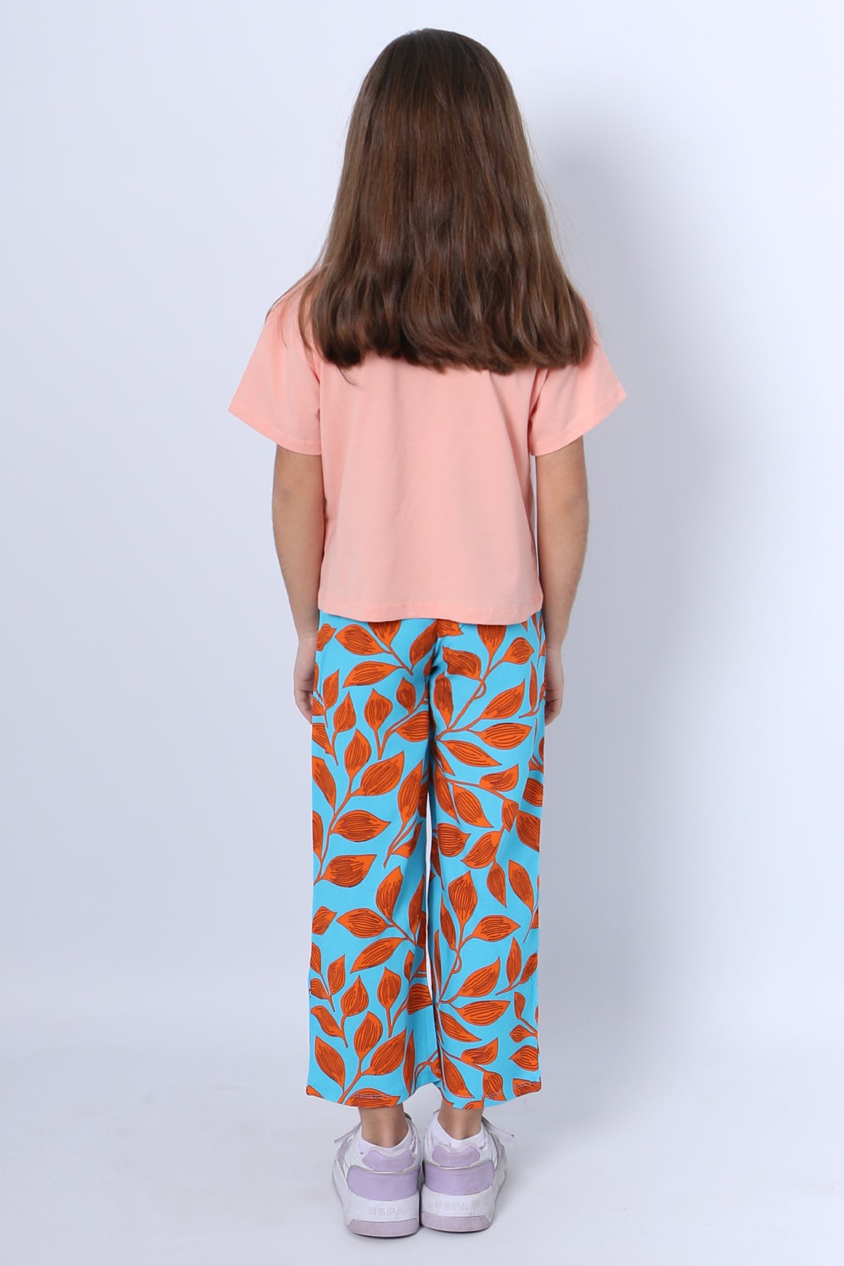 KIZ ÇOCUK İKİLİ TAKIM BASKILI OVERSİZE İSPANYOL PAÇA E15