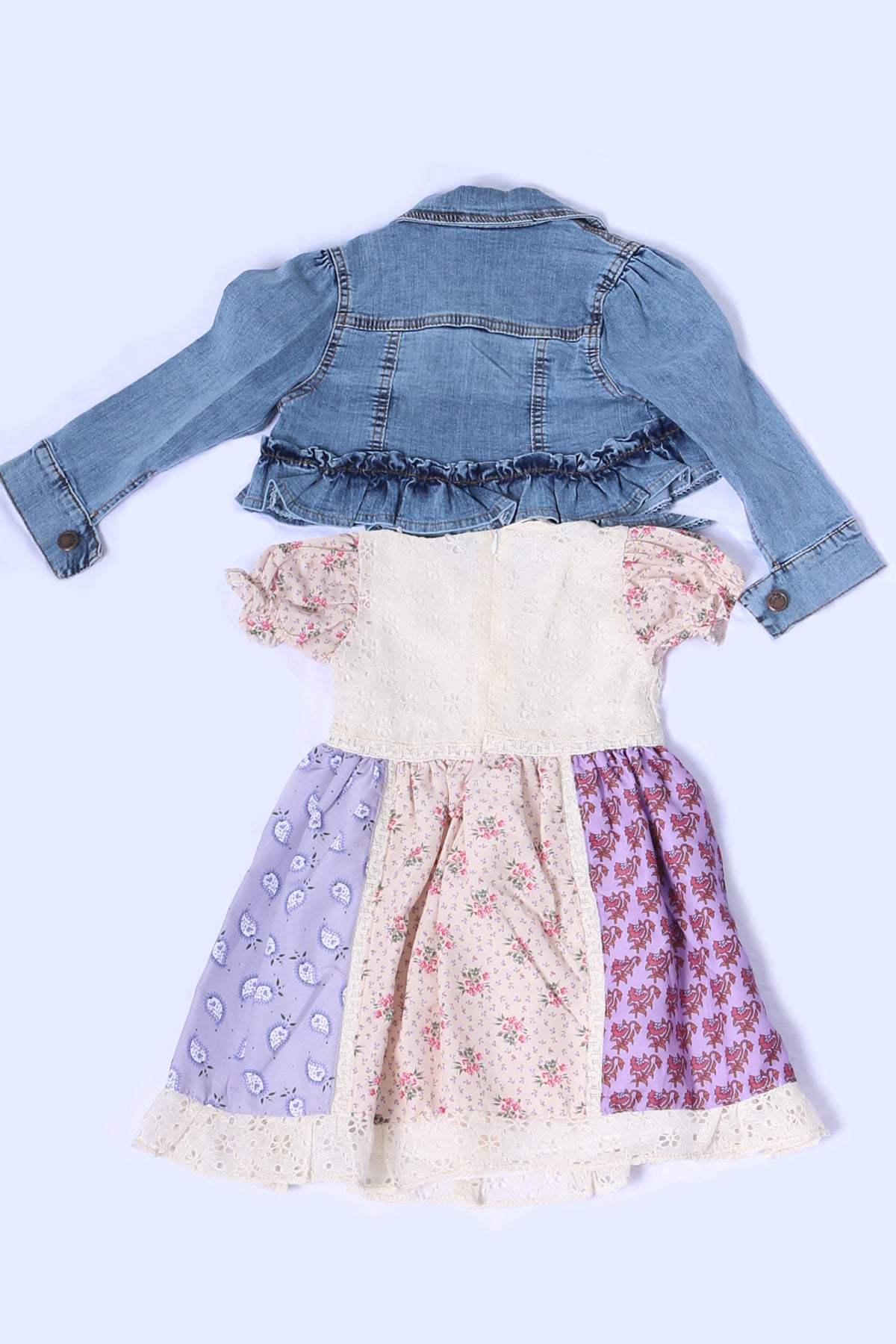 KIZ ÇOCUK KOT CEKETLİ ELBİSE DANTEL DETAYLI FIRFIRLI A34