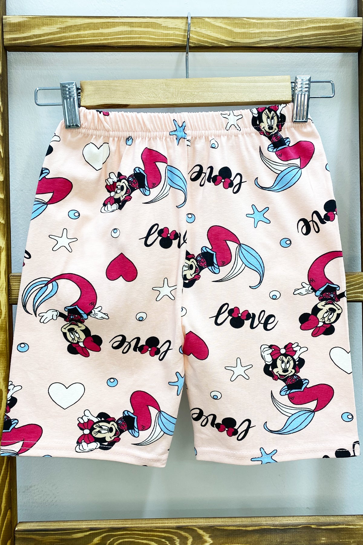 KIZ ÇOCUK ŞORT BASKILI BELİ LASTİKLİ A19