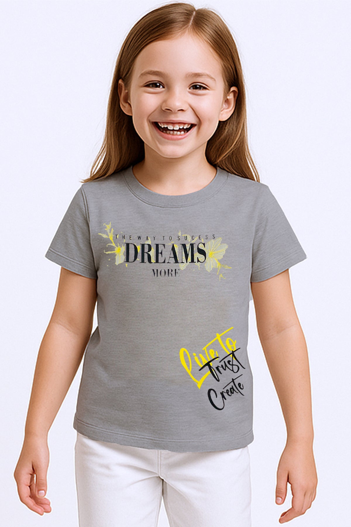 KIZ ÇOCUK TSHİRT PİSTACHİO BASKILI BİSİKLET YAKA E2