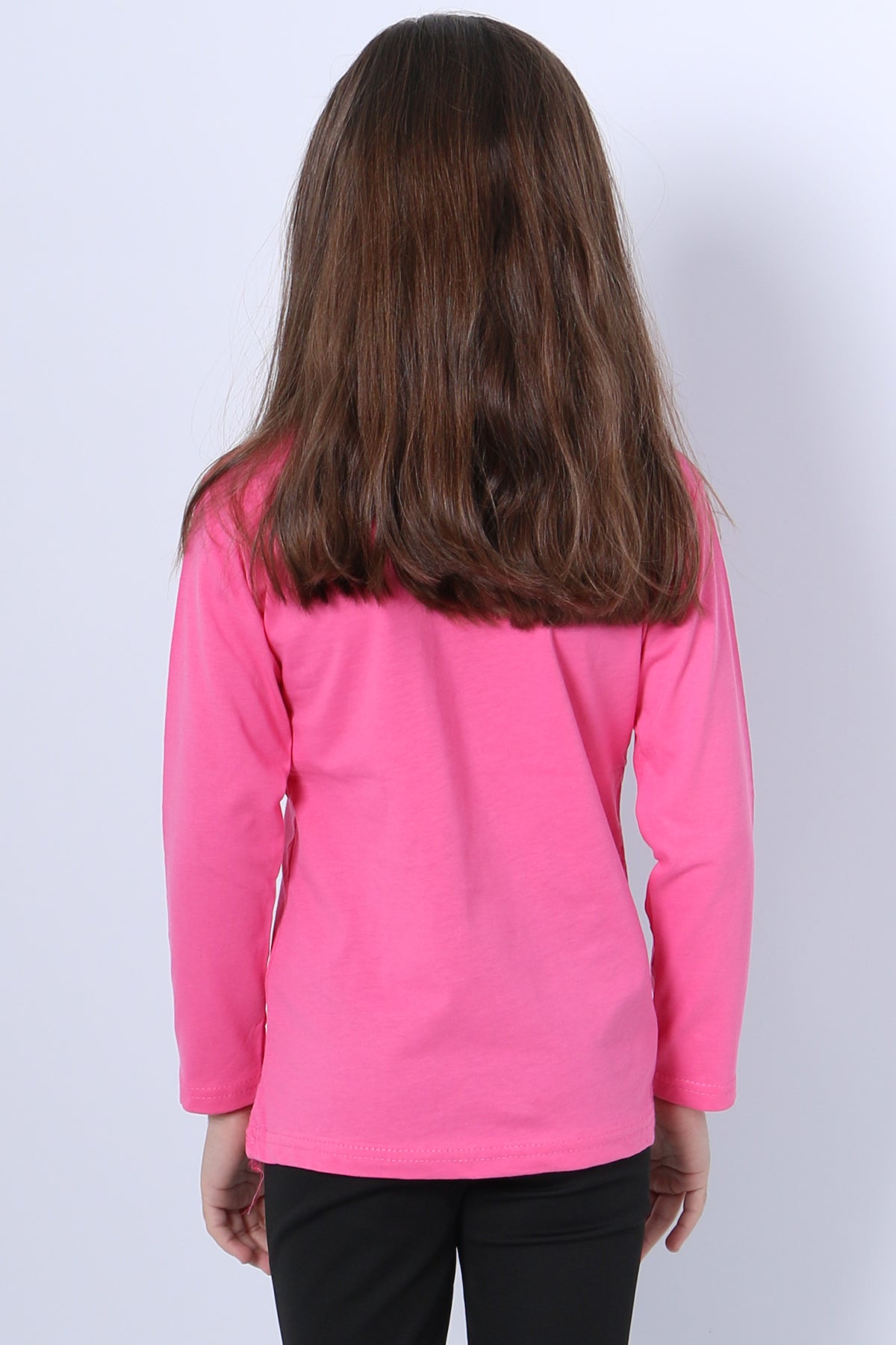 KIZ ÇOCUK UZUN KOLLU TSHİRT 4 MEVSİM BİSİKLET YAKA KARAKTER BASKILI C34