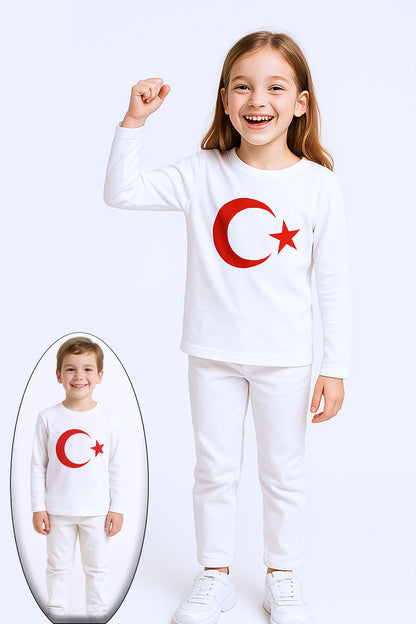 ÇOCUK AYYILDIZ BASKILI TSHİRT UZUN KOLLU A57