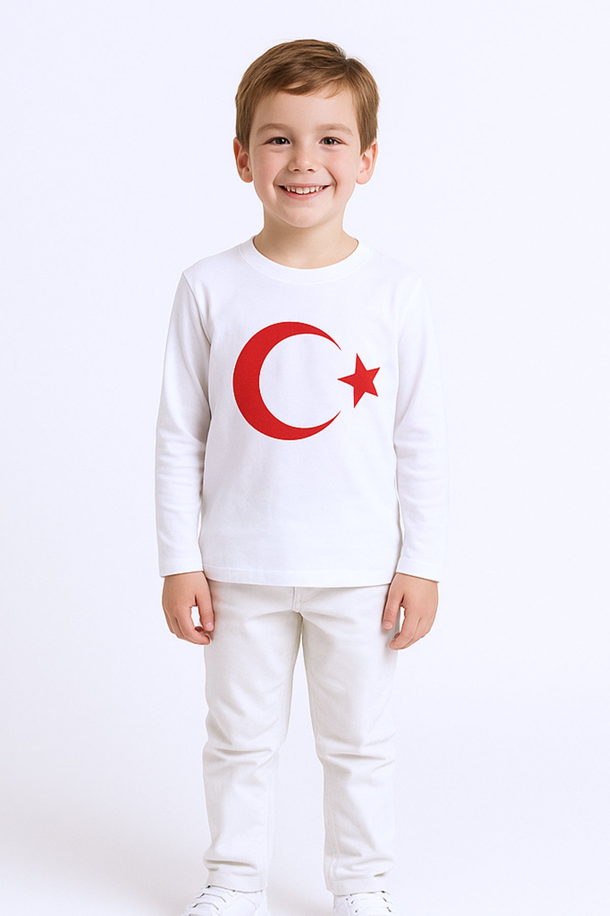 ÇOCUK AYYILDIZ BASKILI TSHİRT UZUN KOLLU A57