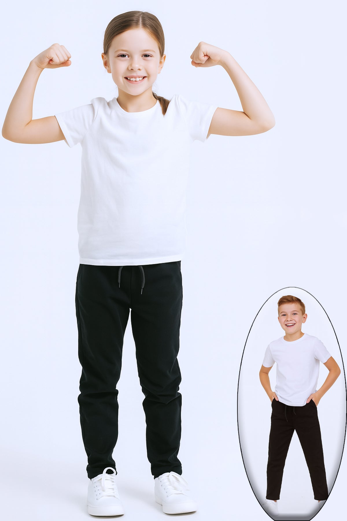 ÇOCUK UNİSEX OKUL PANTOLONU BELİ LASTİKLİ