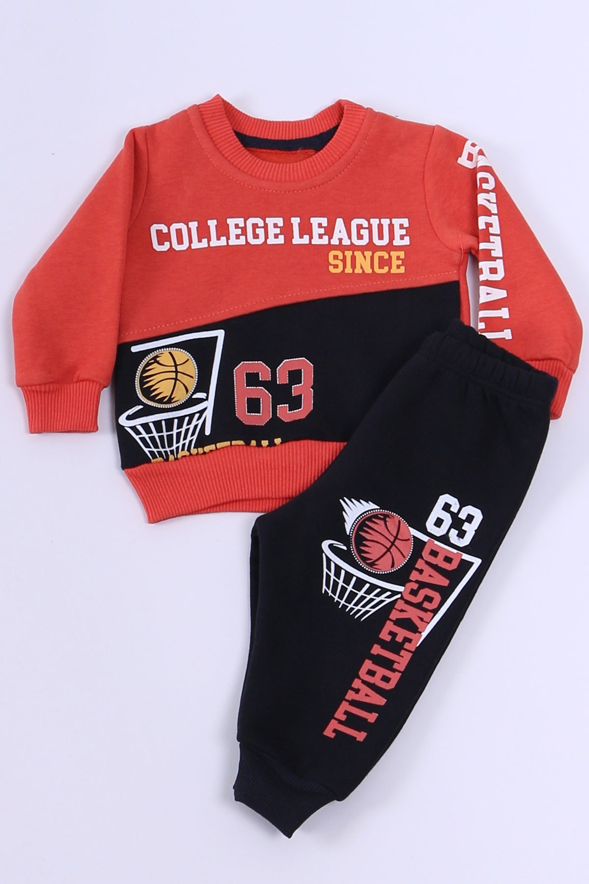 ERKEK BEBEK 3 İPLİK EŞOFMAN TAKIMI BASKETBOL BASKILI A45