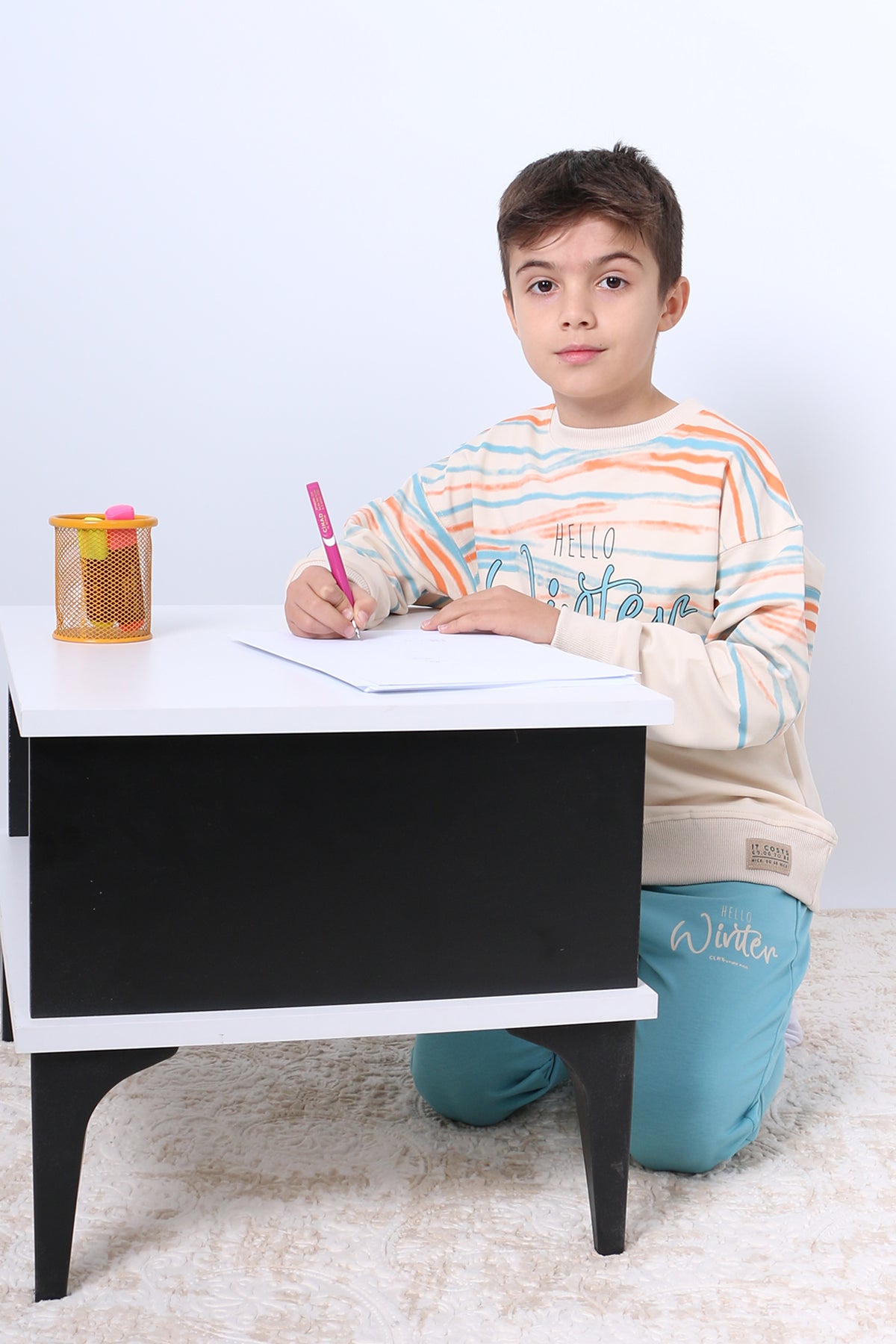 ERKEK ÇOCUK EŞOFMAN TAKIMI WİNTER BASKILI ÇİZGİLİ 4 MEVSİM RİBANALI F7