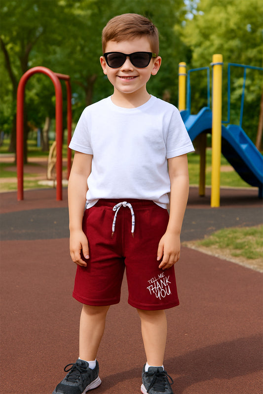 ERKEK ÇOCUK ŞORT CEPLİ DÜZ RENK YAZI BASKILI F29