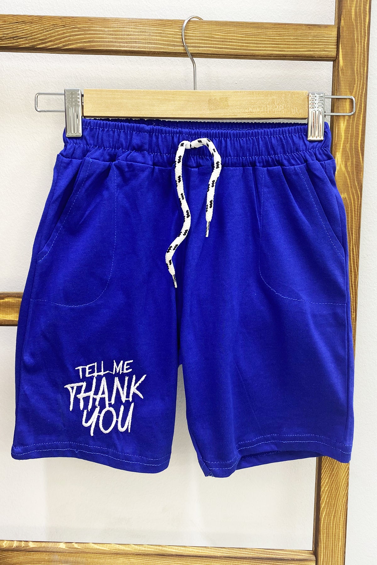 ERKEK ÇOCUK ŞORT CEPLİ DÜZ RENK YAZI BASKILI F29