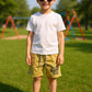 ERKEK ÇOCUK ŞORT CEPLİ DÜZ RENK YAZI BASKILI F29