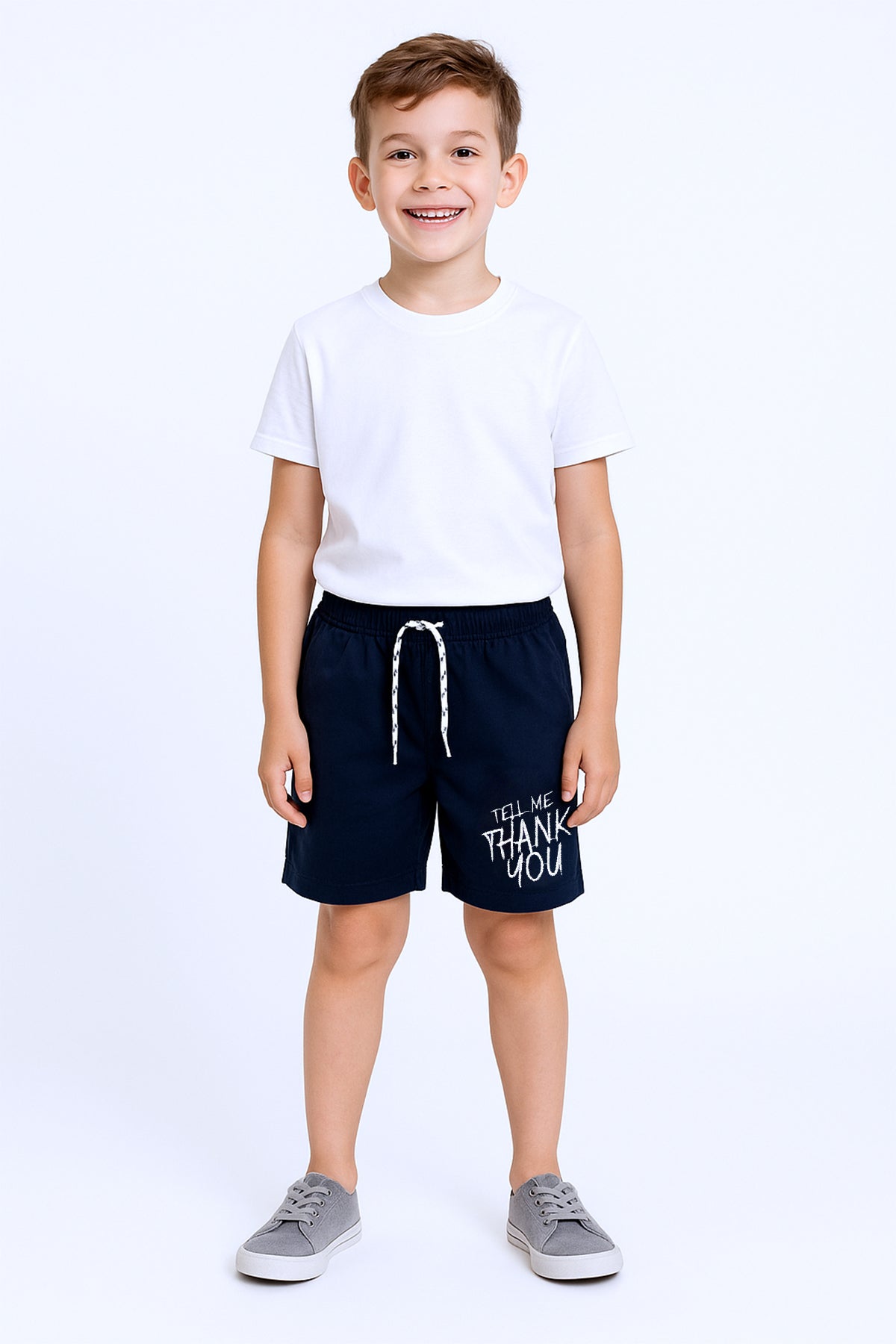 ERKEK ÇOCUK ŞORT CEPLİ DÜZ RENK YAZI BASKILI F29