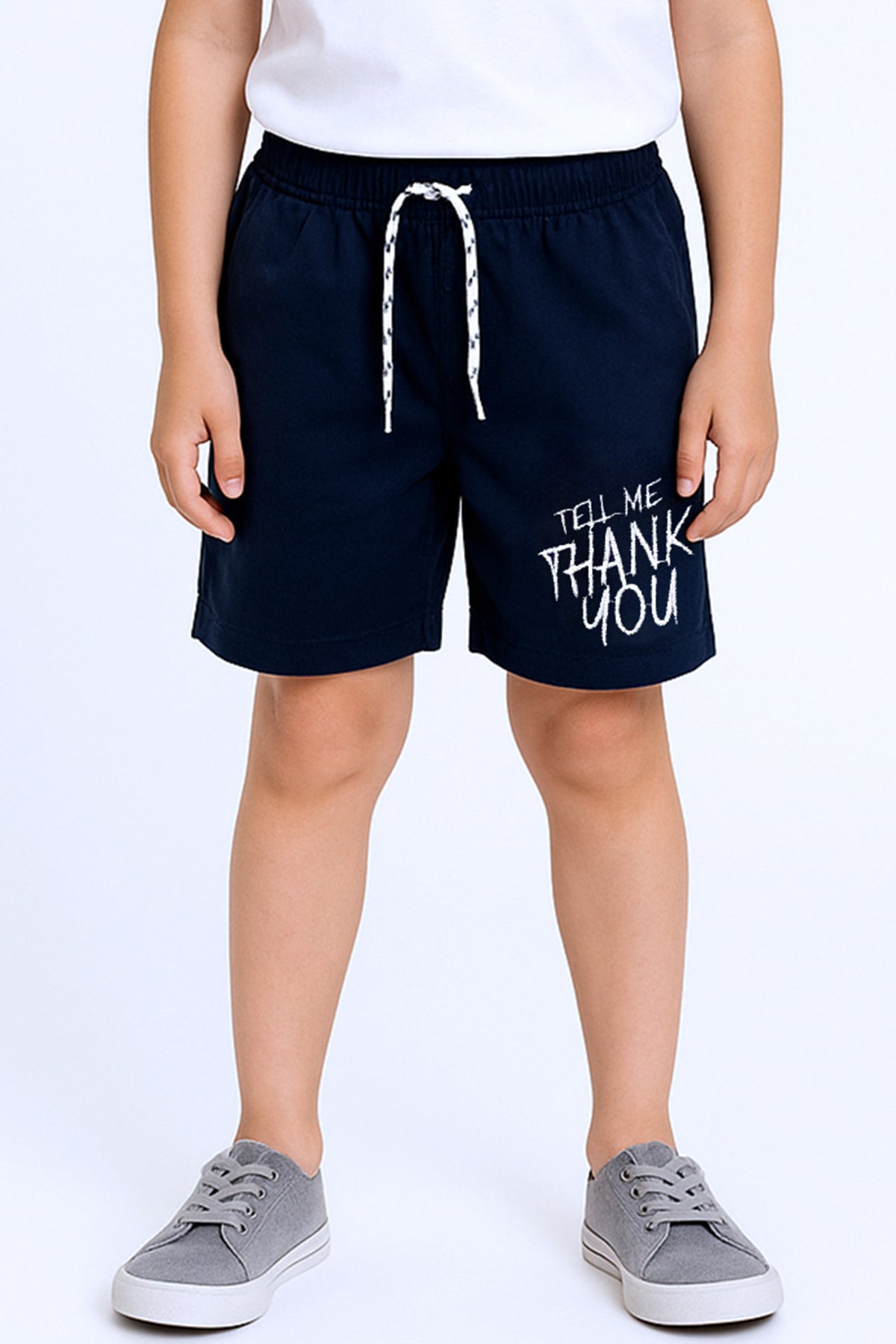 ERKEK ÇOCUK ŞORT CEPLİ DÜZ RENK YAZI BASKILI F29