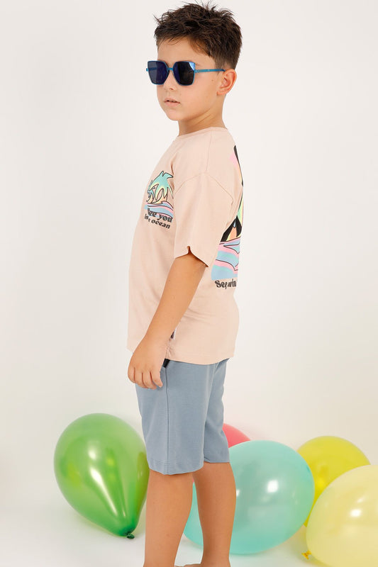 ERKEK ÇOCUK ŞORTLU TAKIM SIRT NEON BASKI DETAYLI B25 HCM00109