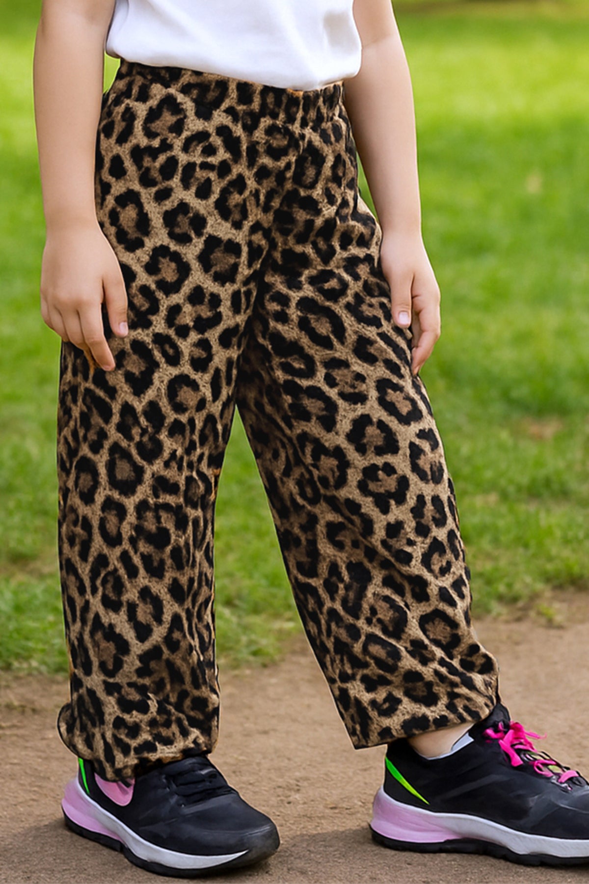 KIZ ÇOCUK ALT LEOPAR GENİŞ PAÇA DESENLİ C5