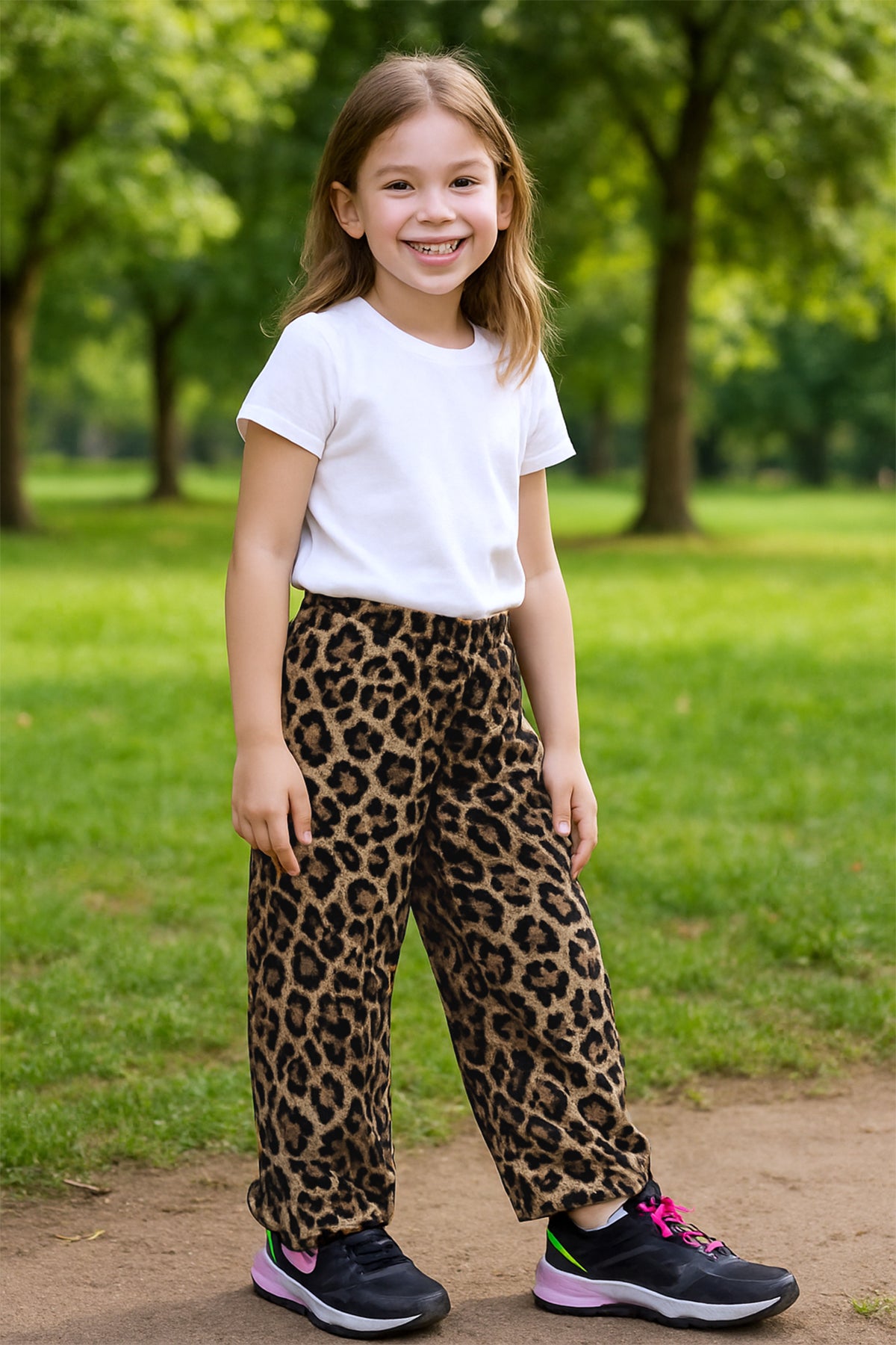 KIZ ÇOCUK ALT LEOPAR GENİŞ PAÇA DESENLİ C5
