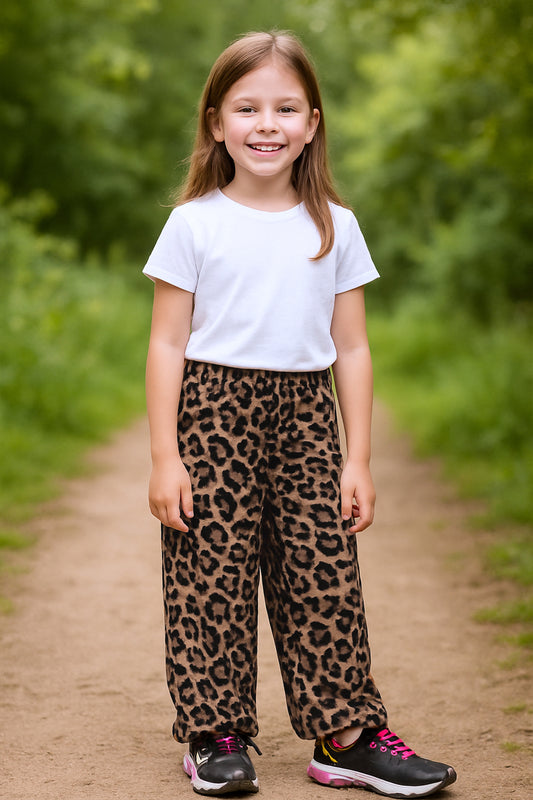 KIZ ÇOCUK ALT LEOPAR GENİŞ PAÇA DESENLİ C5