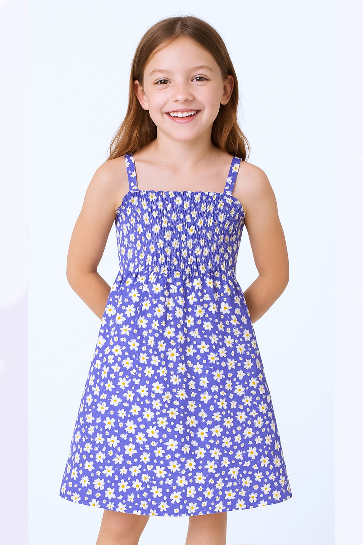 KIZ ÇOCUK ASKILI ELBİSE ÇİÇEK DESENLİ B35 HCM00119