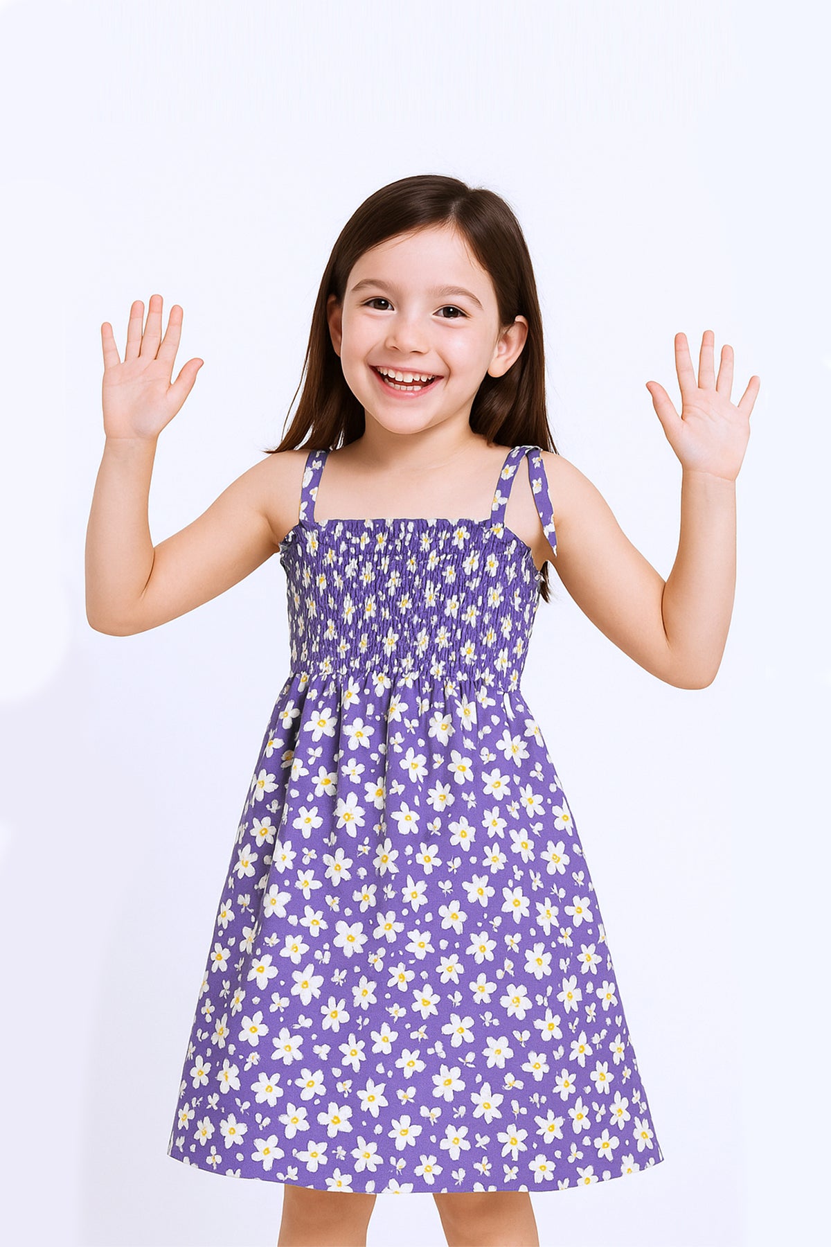 KIZ ÇOCUK ASKILI ELBİSE ÇİÇEK DESENLİ B35