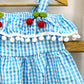 KIZ ÇOCUK ASKILI ELBİSE DANTELLİ EKOSE DESENLİ B14