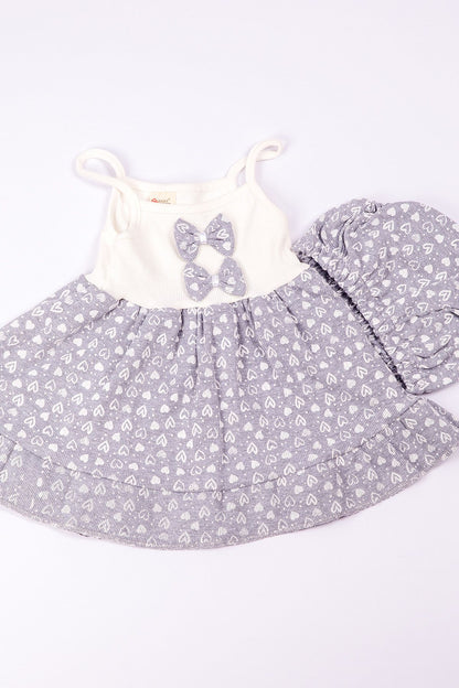 KIZ BEBEK ELBİSE KALP BASKILI FİYONKLU B12