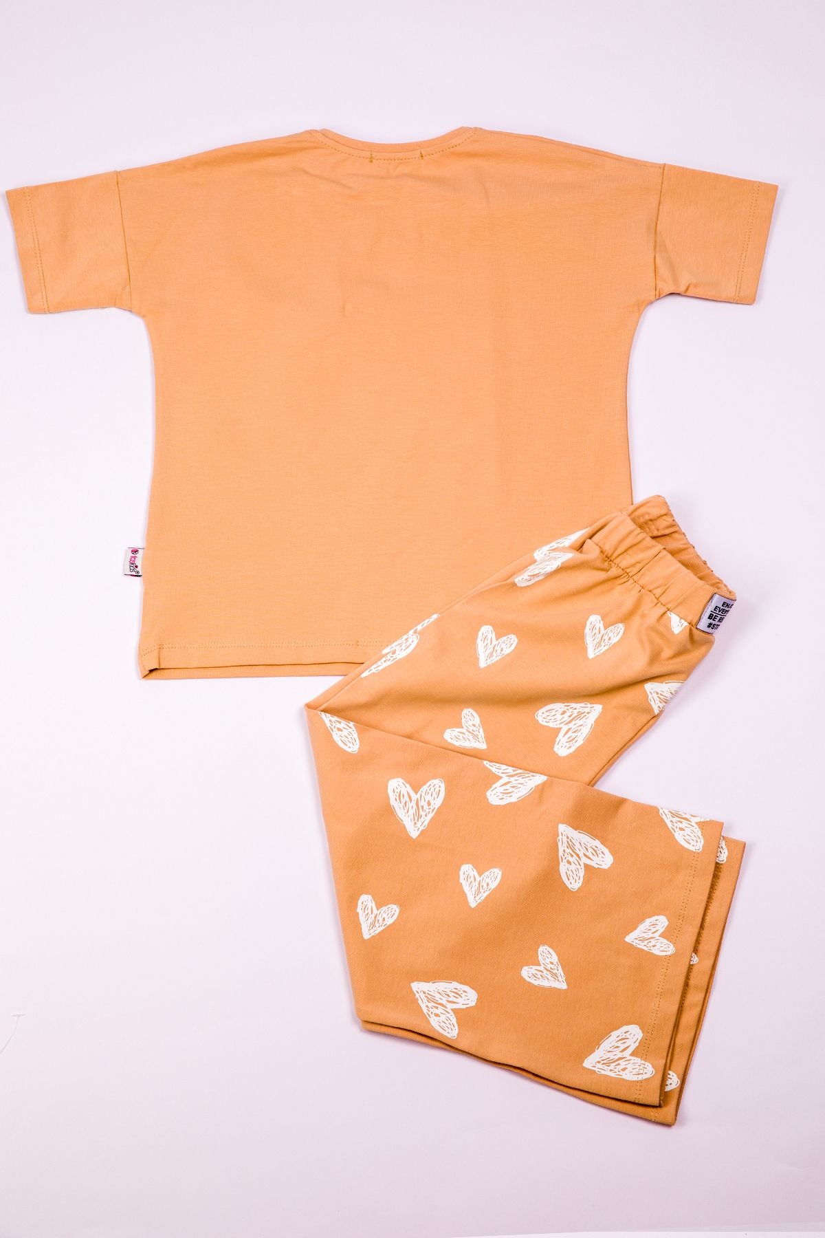 Kız Çocuk Eşofman Takımı Kalp Baskılı İspanyol Paça B31