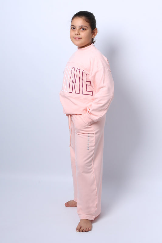 KIZ ÇOCUK EŞOFMAN TAKIMI KORDONLU BASKILI İSPANYOL PAÇA C37