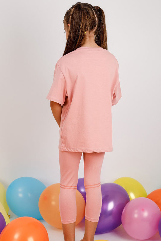 KIZ ÇOCUK TAKIM KAPRİ TAYTLI BASKILI OVERSİZE A84