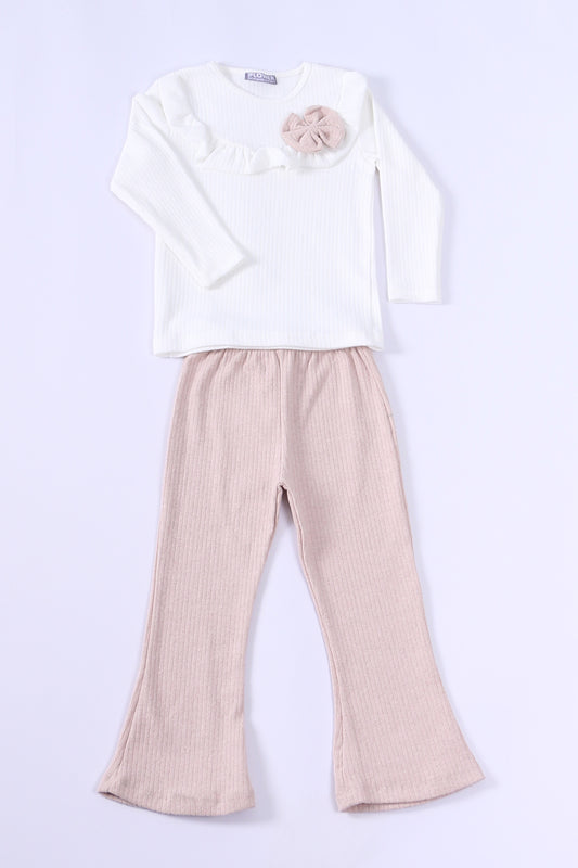 KIZ ÇOCUK TRİKO TAKIM FİYONKLU FIRFIRLI İSPANYOL PAÇA E21