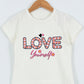 KIZ ÇOCUK TSHİRT LOVE BASKILI BİSİKLET YAKA E26