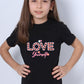 KIZ ÇOCUK TSHİRT LOVE BASKILI BİSİKLET YAKA E26
