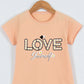KIZ ÇOCUK TSHİRT LOVE BASKILI BİSİKLET YAKA E26
